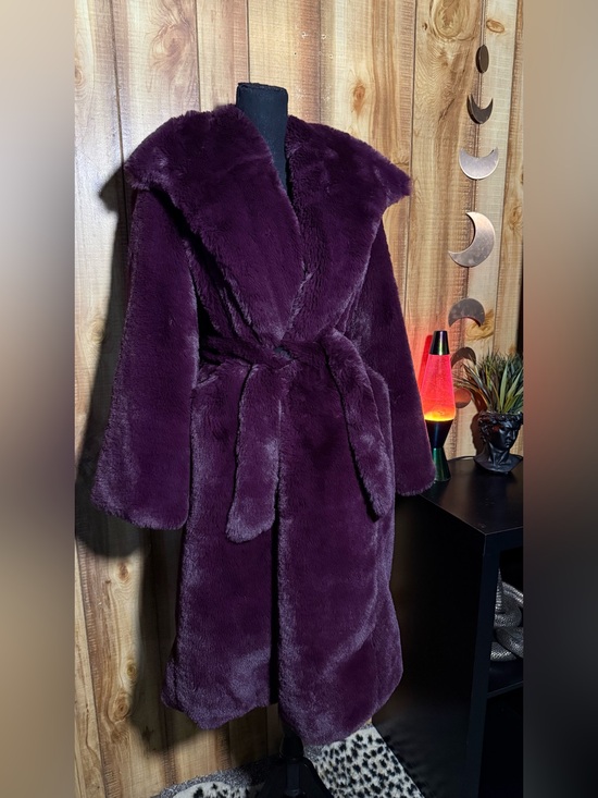 Anthropologie Jackets & Blazers - Anthropologie Plush Faux Fur Coat in Deep Plum